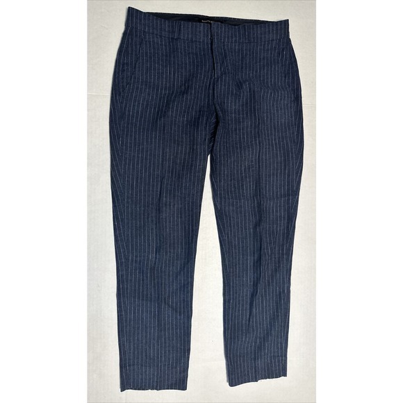 Banana Republic Factory Navy Blue white Ryan Pinstripe Straight Leg Pants Sz 00P - Picture 1 of 15